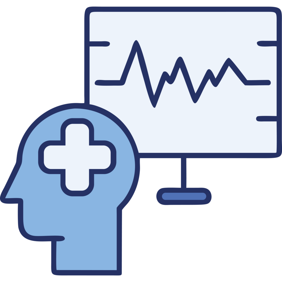 Psychiatry monitor with heart and wave graph png