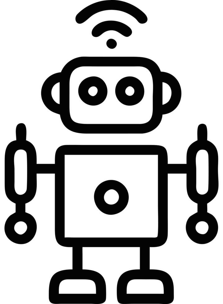 AI robot with interface icon png