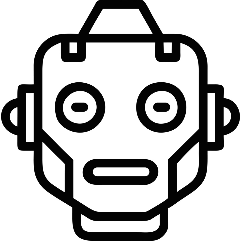 AI robotic face outline icon png
