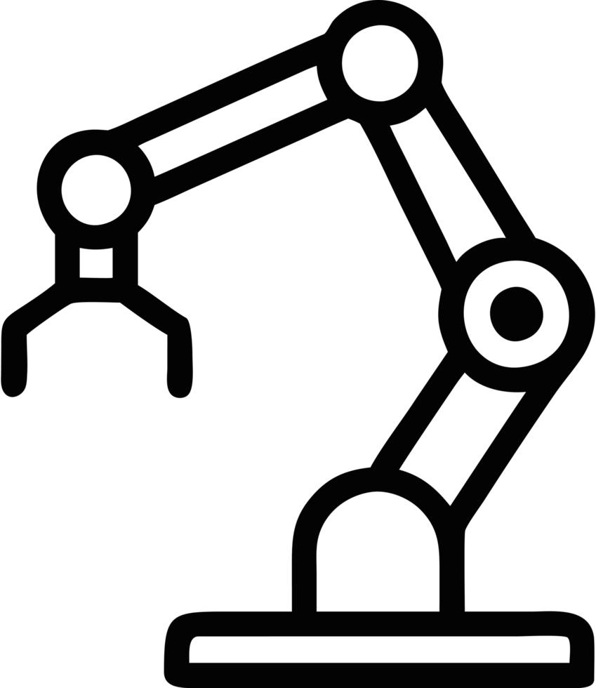 AI robotic arm with circuits icon png