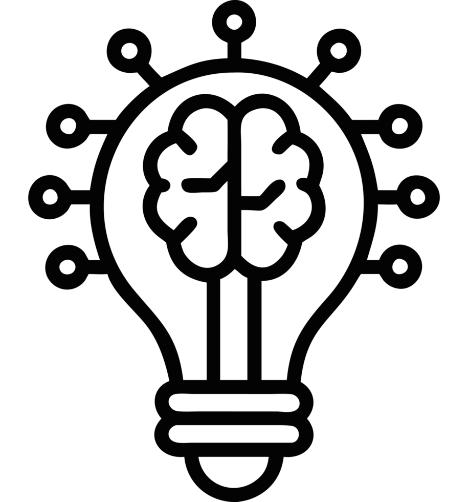 AI bulb with digital circuit icon png