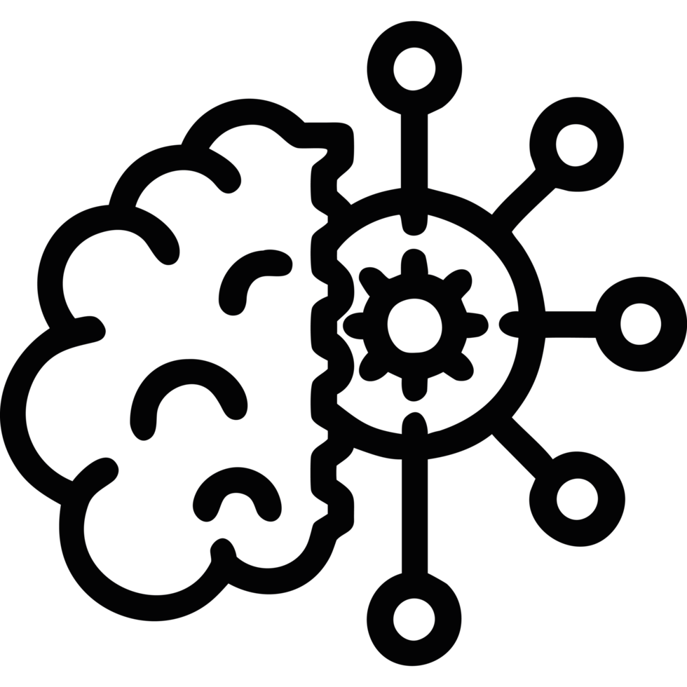 AI brain with cluster network icon png