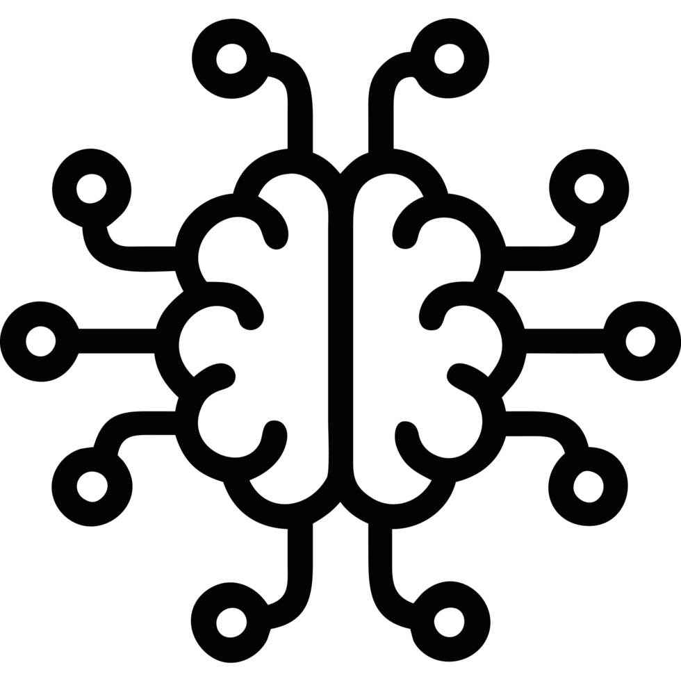 AI neural network with digital nodes icon png