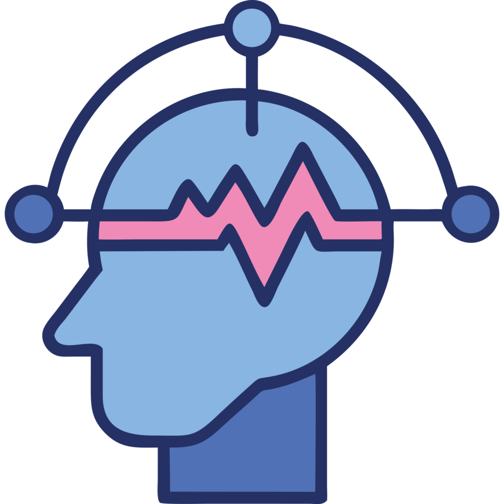 Psychiatry head with brainwave sensor png