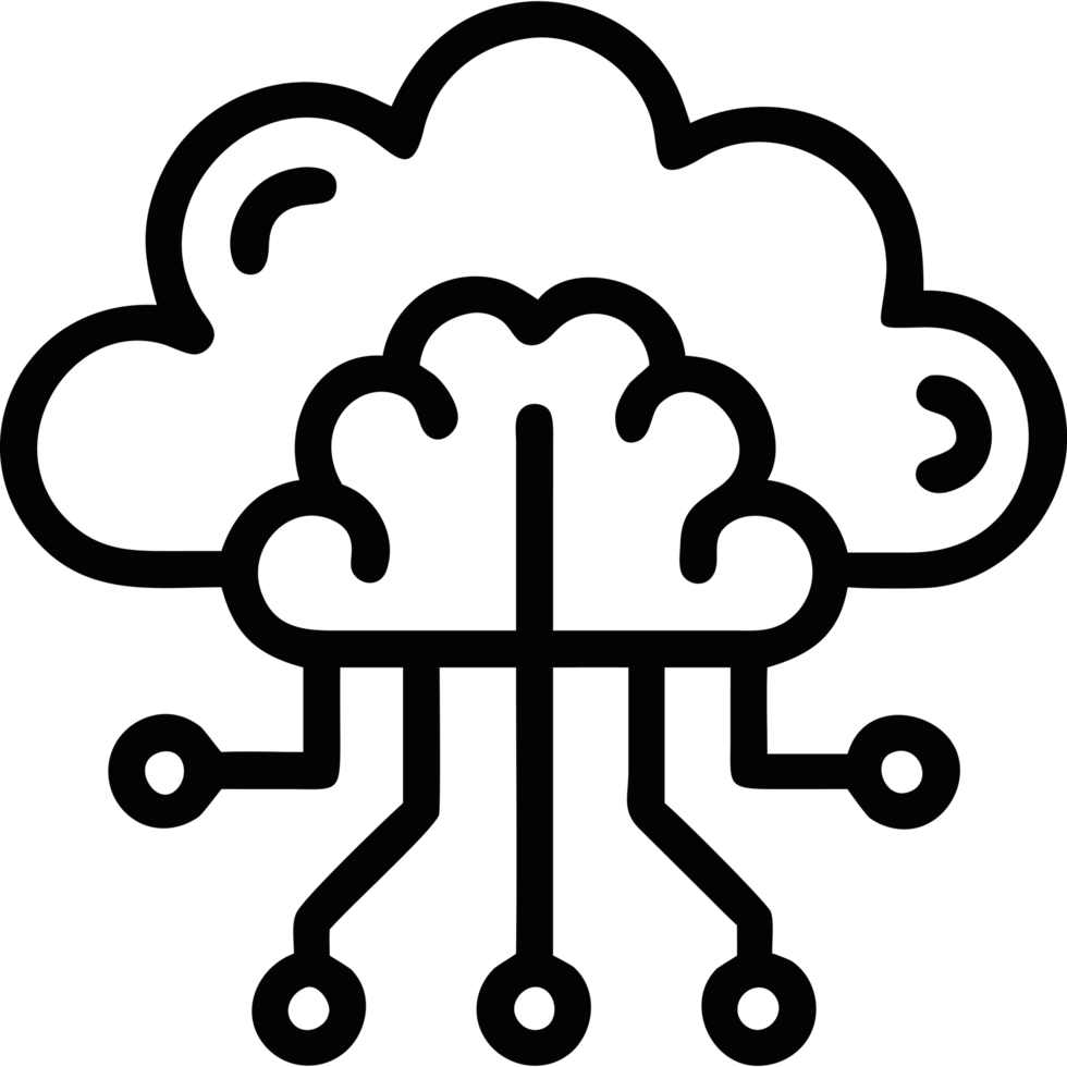 AI cloud computing brain icon png