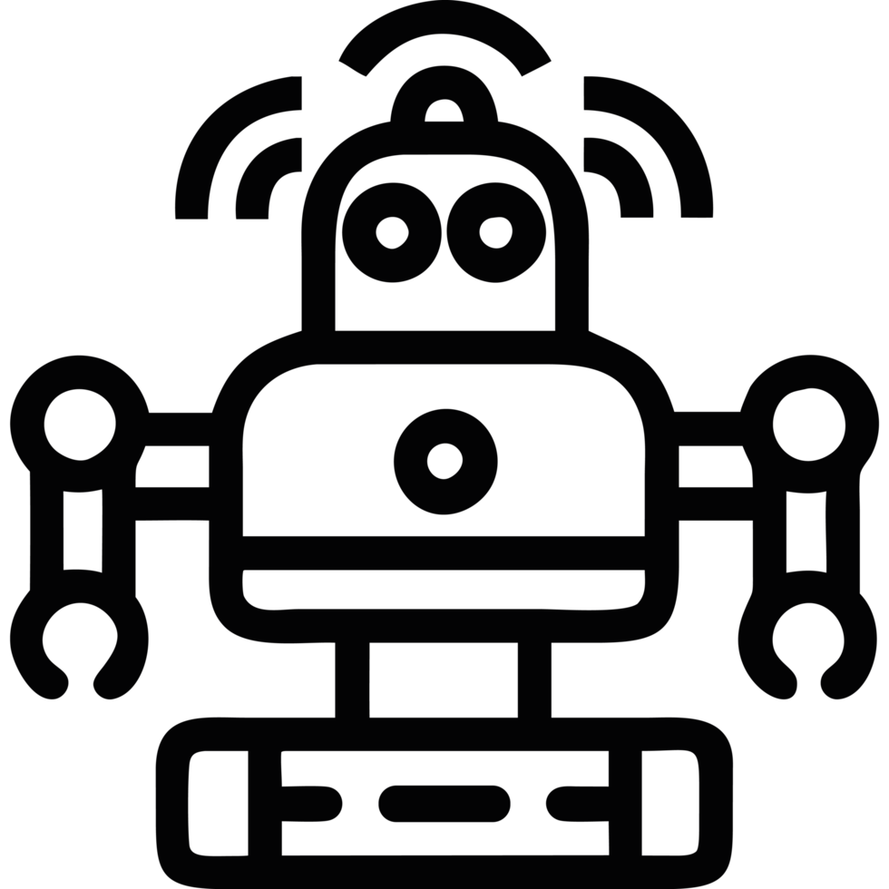 AI robot with mechanical arms icon png