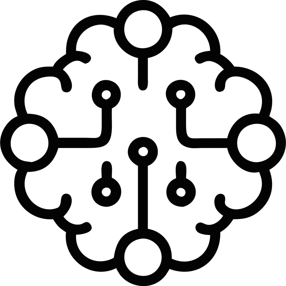 AI brain with circuit connections icon png
