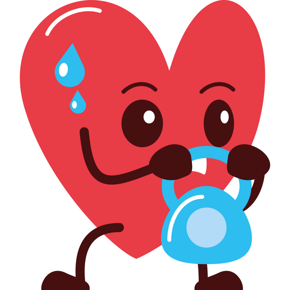 Healthy heart using kettlebell icon png