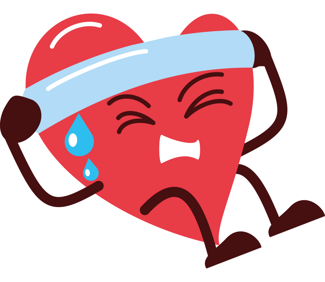 Healthy heart exhausted after exercise icon png