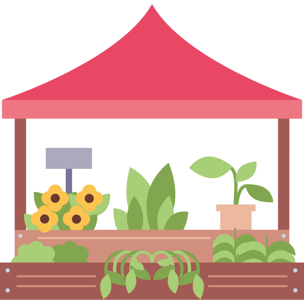 Local farm stand with fresh plants icon png