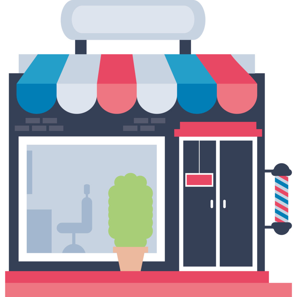 Local barber shop with awning icon png