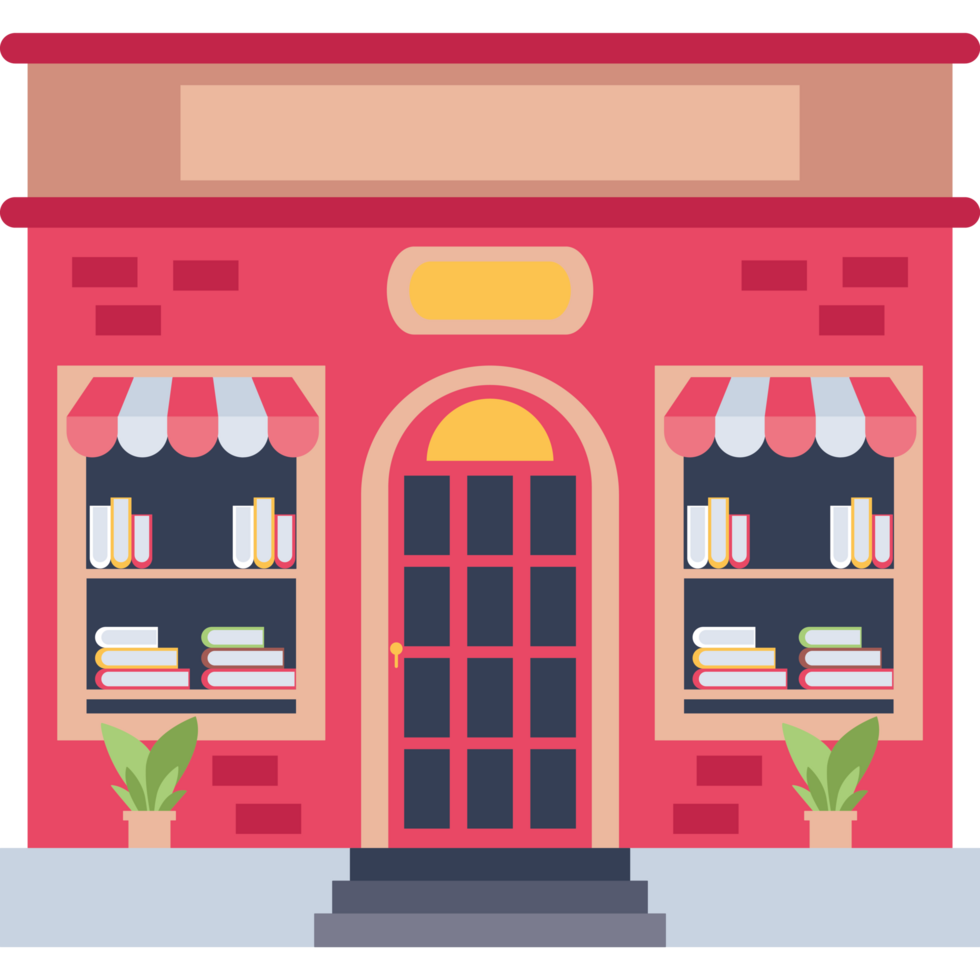 Local bookstore with storefront icon png