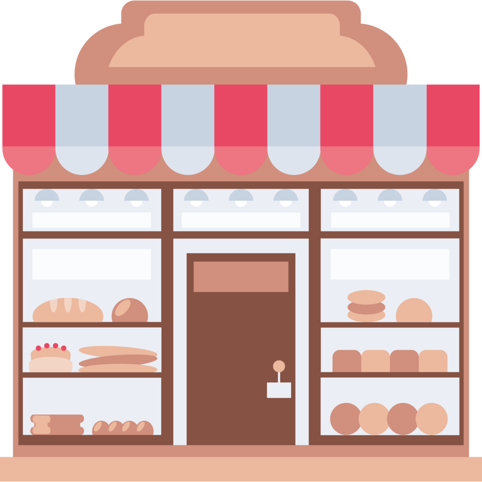 Local bakery with shelves icon png