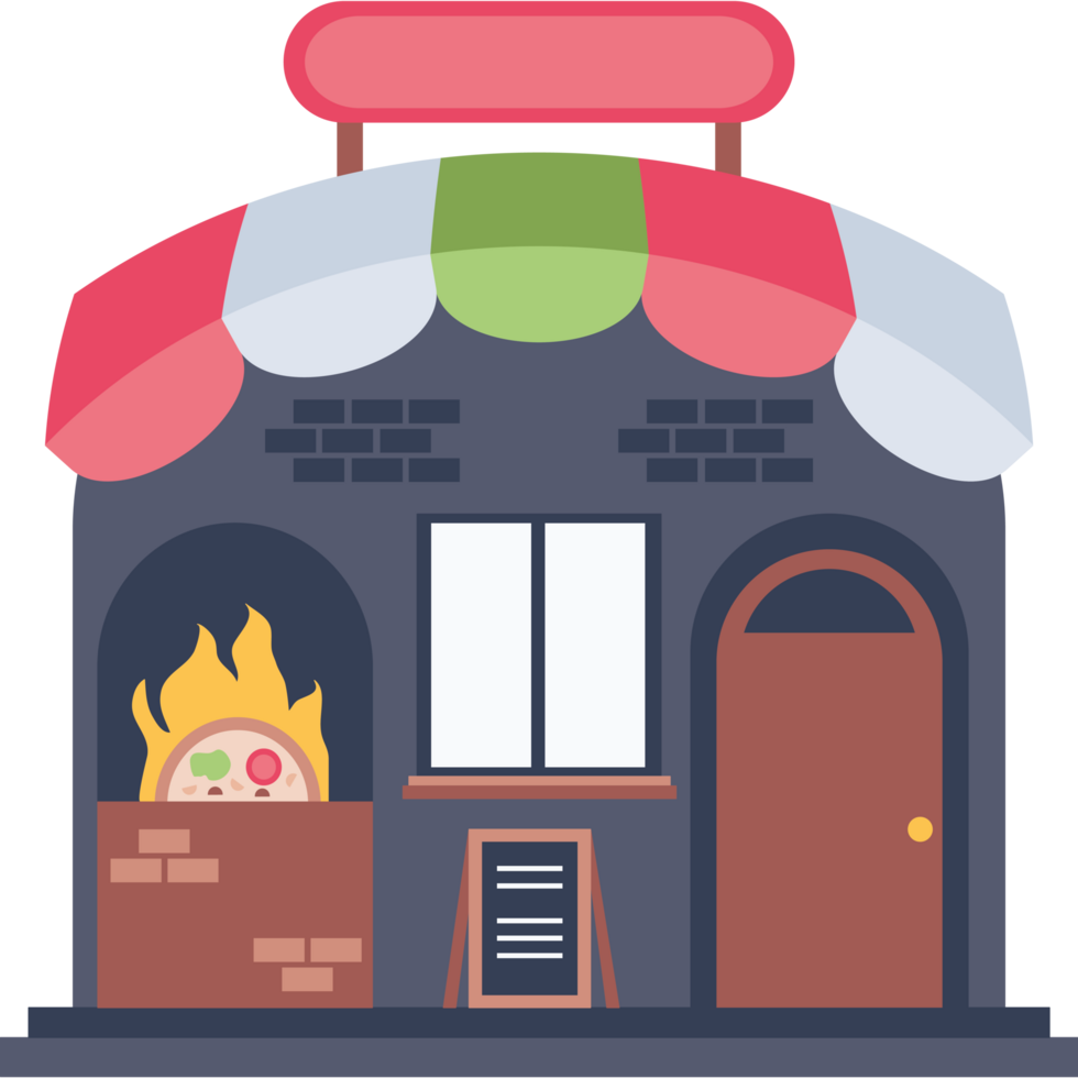 Local restaurant with cozy facade icon png