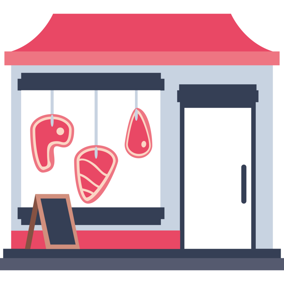 Local meat shop with window display icon png