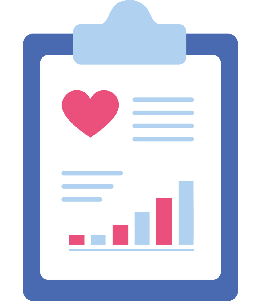 Heart health chart on clipboard icon png