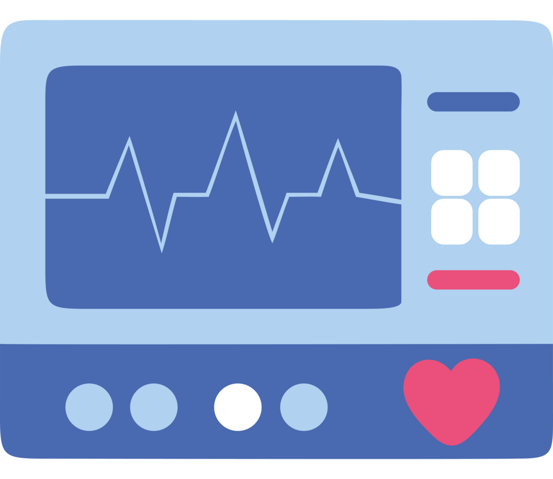Heart monitor with ECG icon png