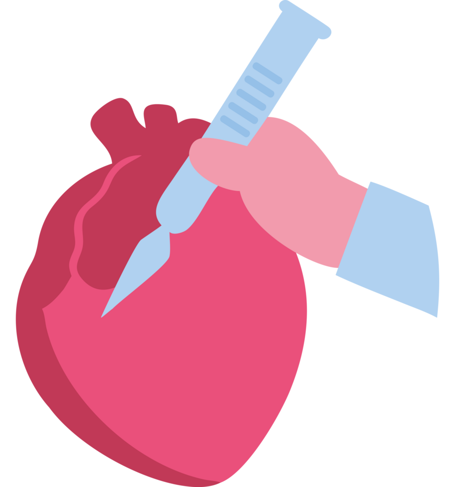 Heart injection with syringe icon png