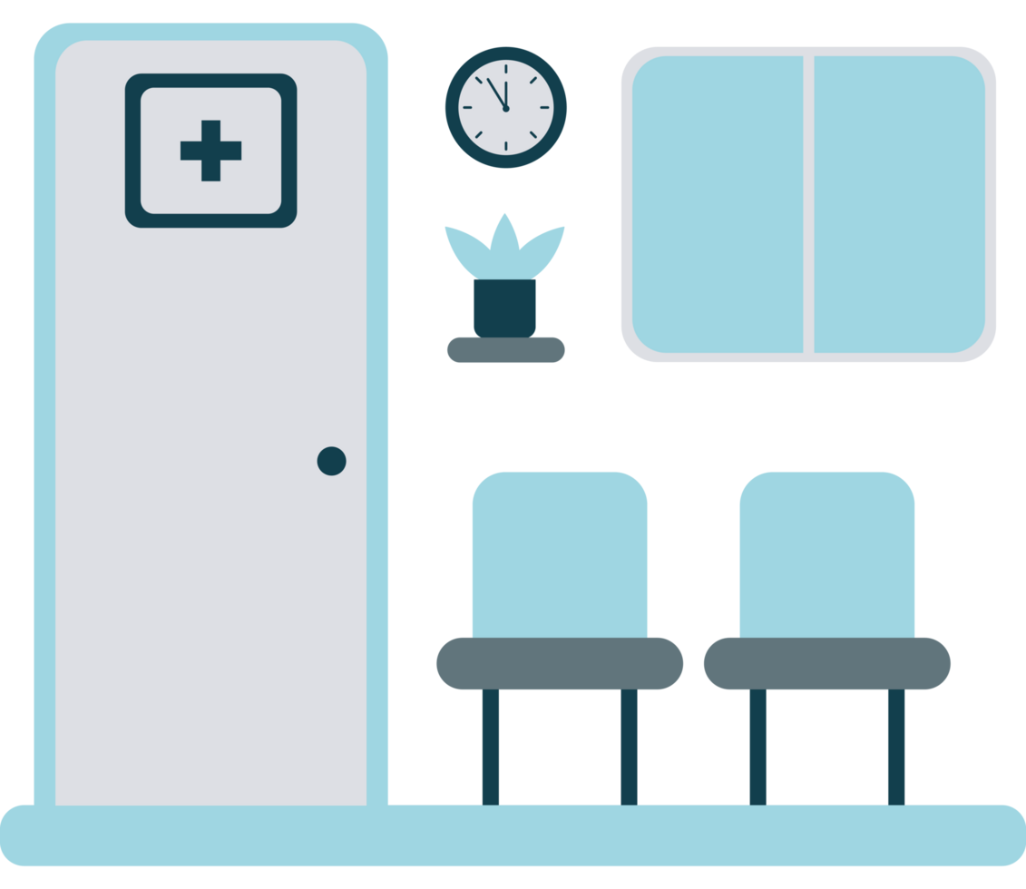 Patient waiting room with chairs icon png