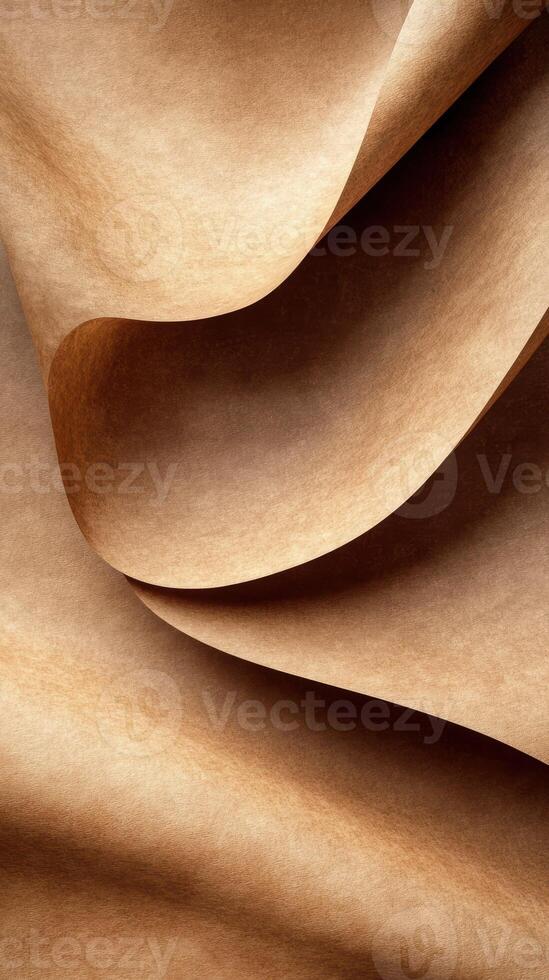 Textured brown paper curves create an elegant and natural composition in soft lighting photo