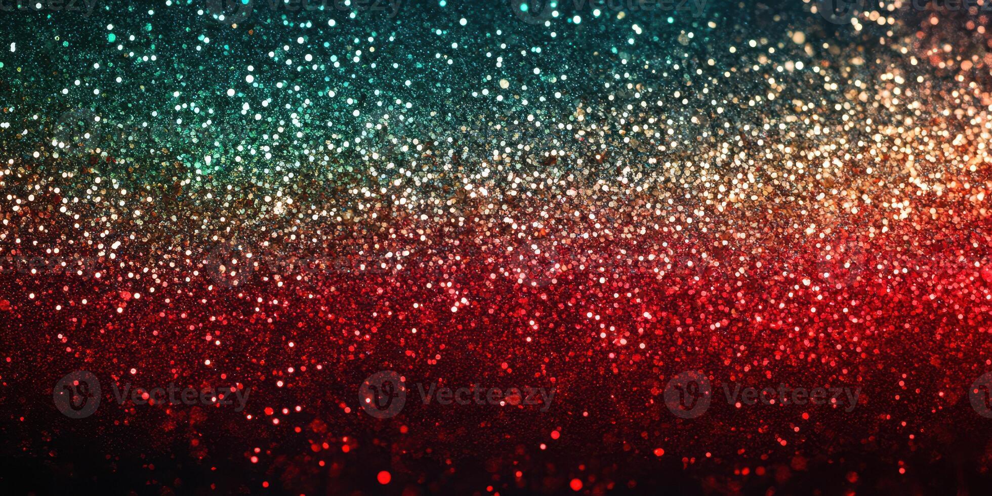 Vibrant glimmering glitter background in red, gold, and teal creating a festive atmosphere for celebrations and parties photo