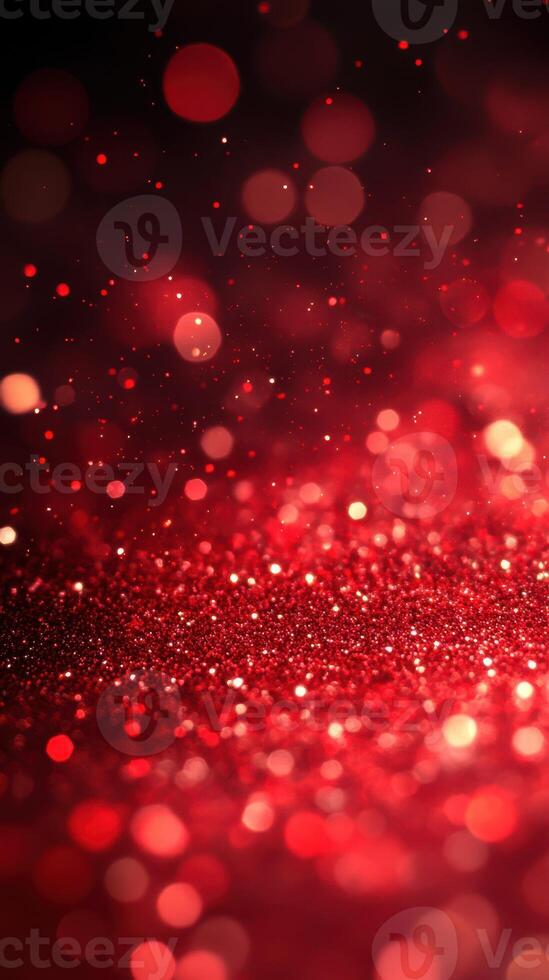 Shimmering red glitter particles create a vibrant, festive background for celebrations and special occasions photo