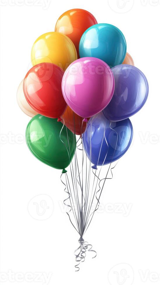 Bright and colorful balloons floating together in the air during a festive celebration event in an outdoor setting photo