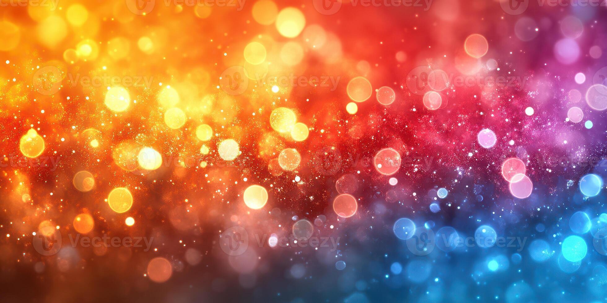 Colorful bokeh lights create an enchanting background for celebrations and creative projects in a vibrant display photo