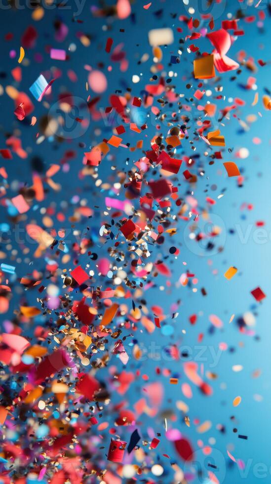 Colorful confetti bursts in a dramatic display during celebration or party atmosphere photo