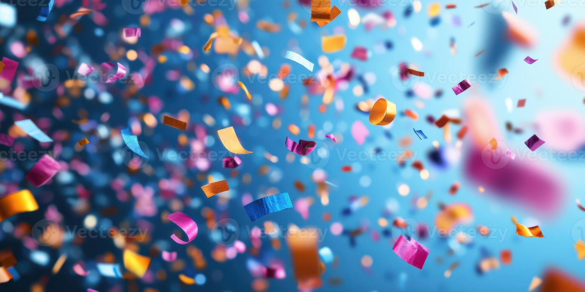 Colorful confetti fills the air during a vibrant celebration at a joyful event in a festive atmosphere photo