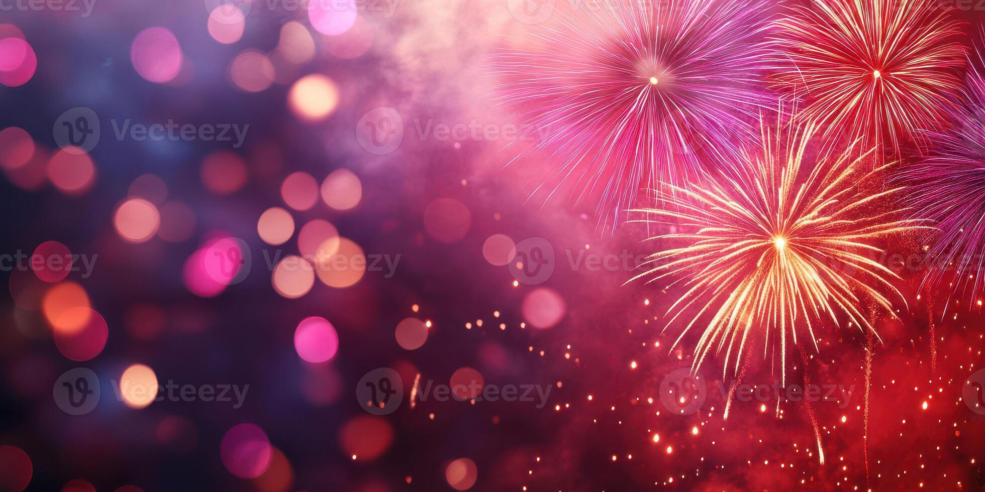 Colorful fireworks display illuminating a festive night sky during a celebration event in the city photo