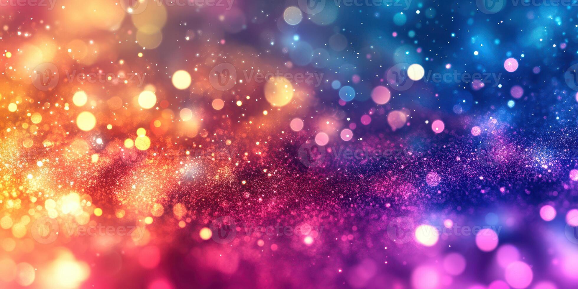 Colorful abstract background with soft bokeh lights and shimmering particles in vibrant hues photo