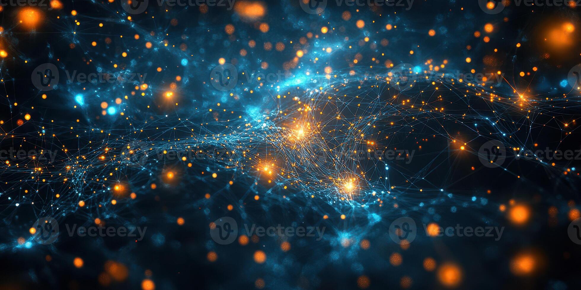 Abstract representation of interconnected networks with glowing nodes and vibrant colors photo