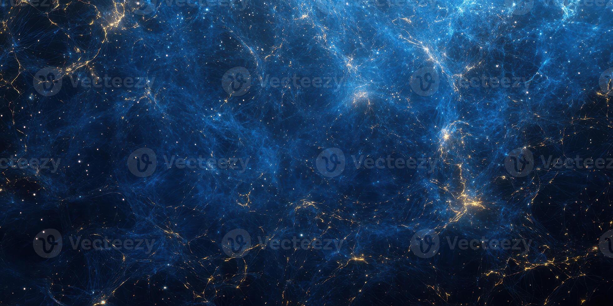 Exploration of the cosmic web revealing vast structures of the universe in captivating blue hues and glowing points of light photo