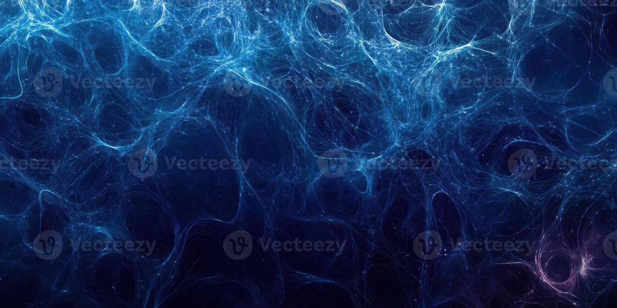 Dynamic blue abstract patterns created by light and movement in a dark environment photo