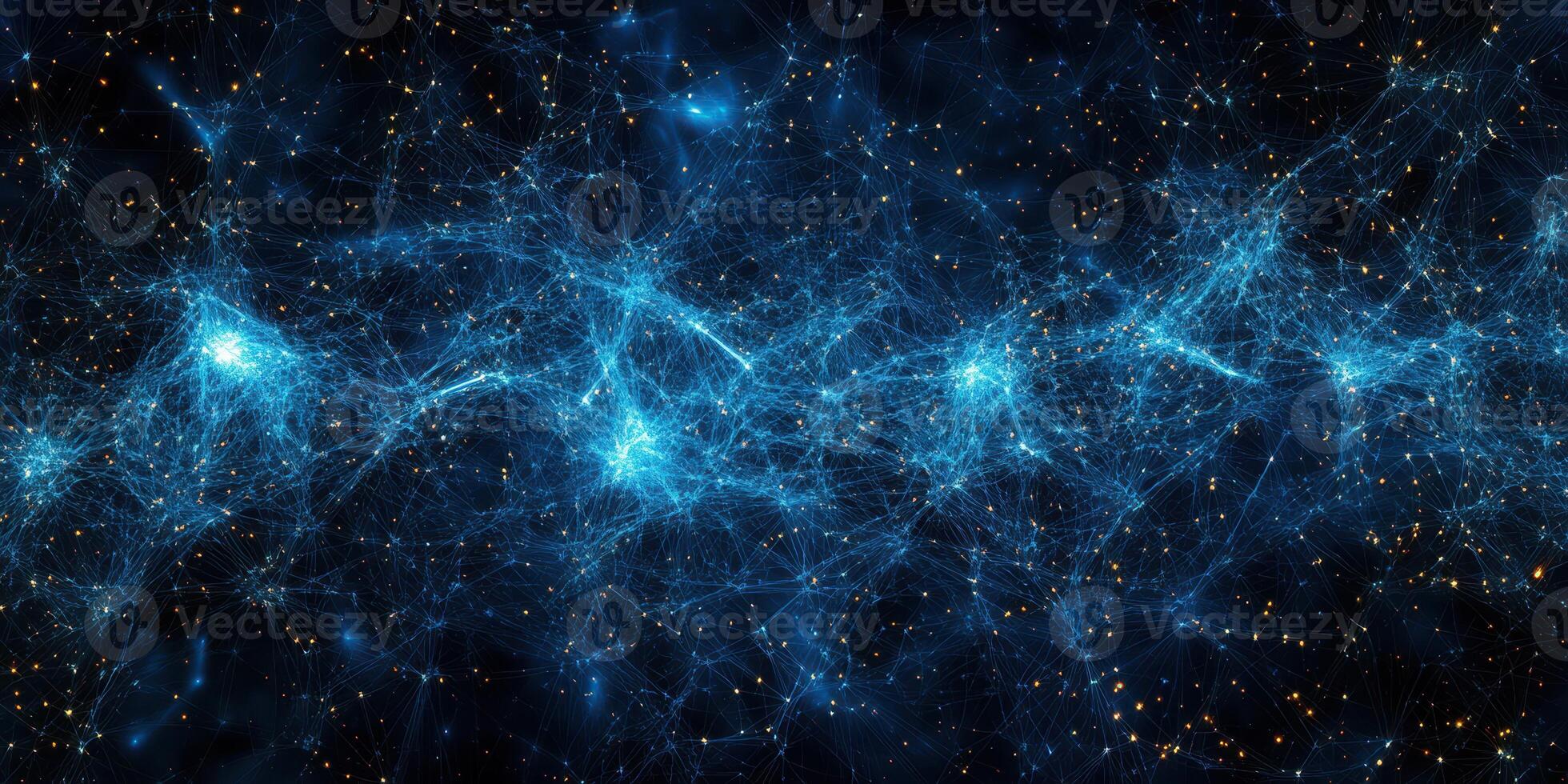 Cosmic web structure illuminating the vastness of space in a stunning display of blue light and energy photo