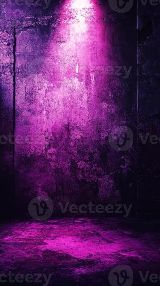 Purple illuminated wall creating an atmospheric and moody environment for creative projects and photography photo