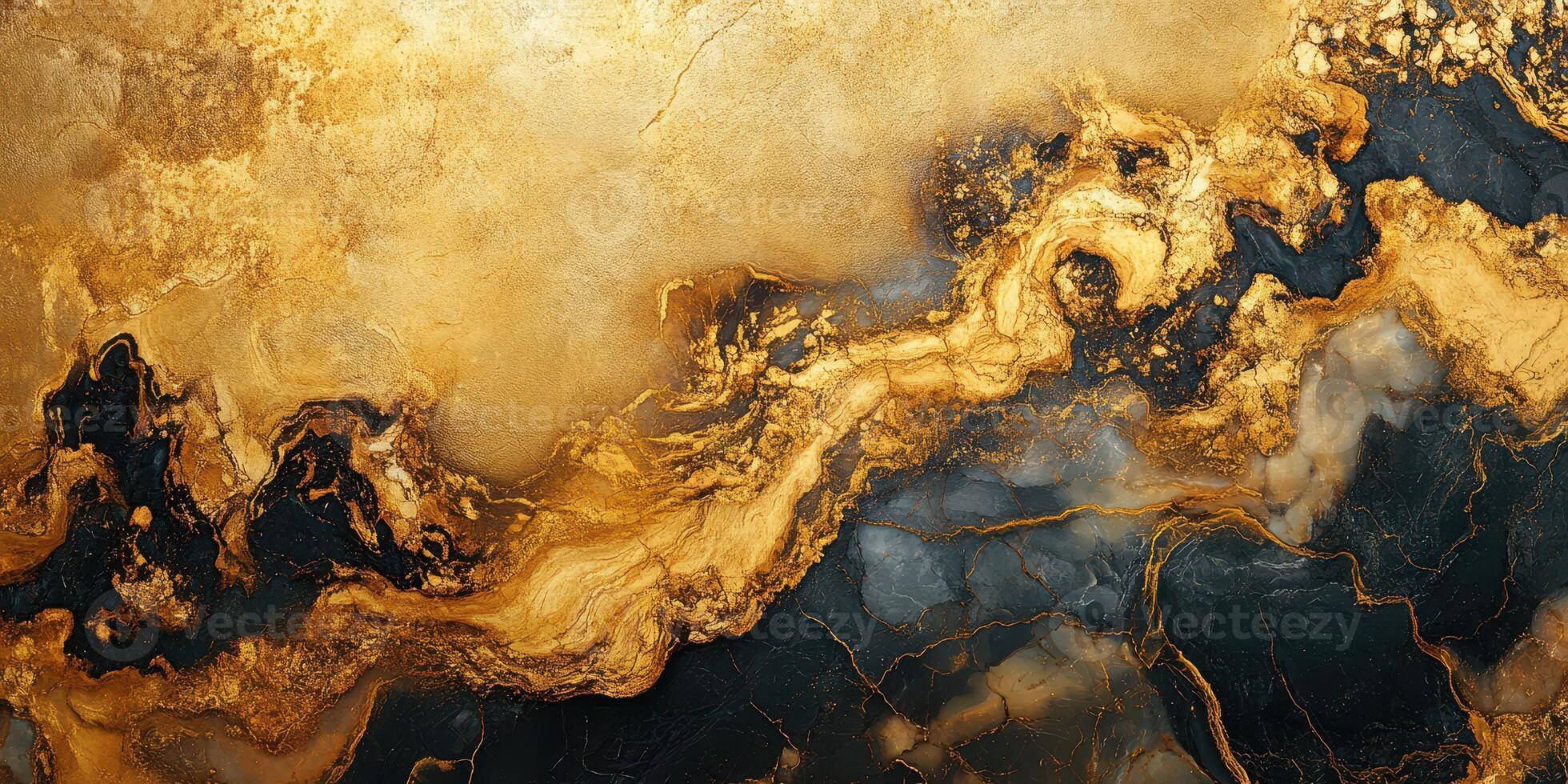 Luxurious abstract texture with golden and dark tones showcasing a flowing design in a modern style photo