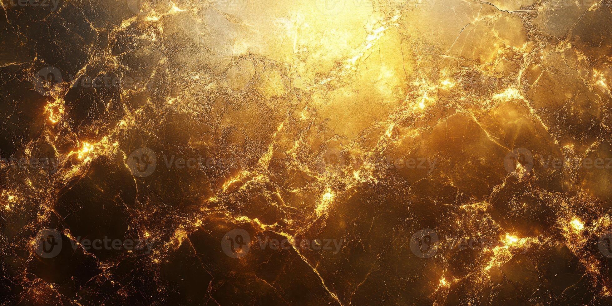 Golden textured surface with glowing veins and intricate patterns at varying brightness levels photo