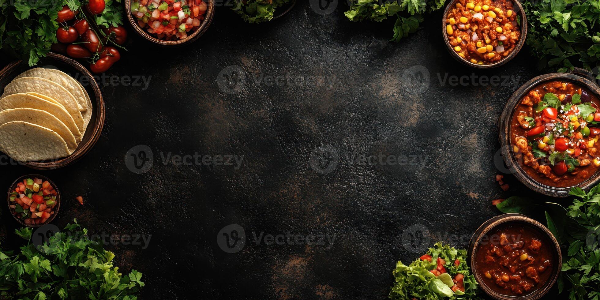 Delicious spread of fresh ingredients and dishes on a rustic table ready for a festive meal photo