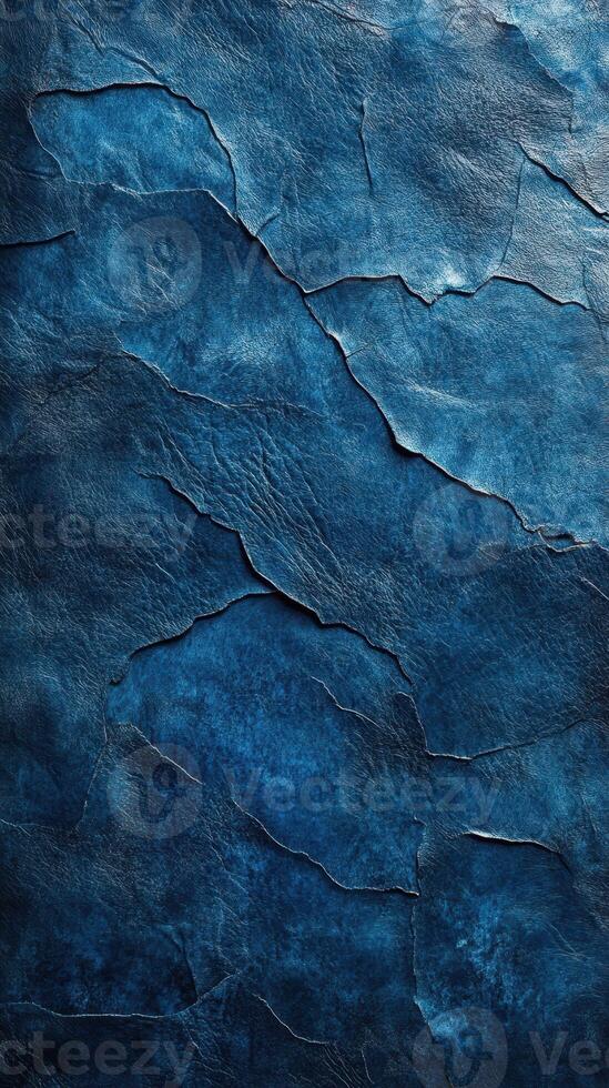 Rich blue textured leather background showcasing intricate patterns and details in natural light photo