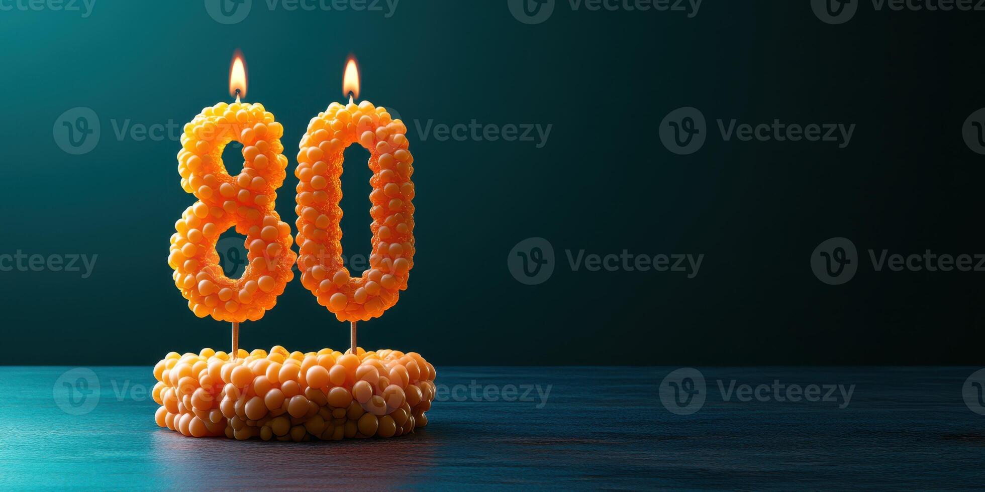 Celebration of an 80th birthday with vibrant candles and beads creating a festive atmosphere photo