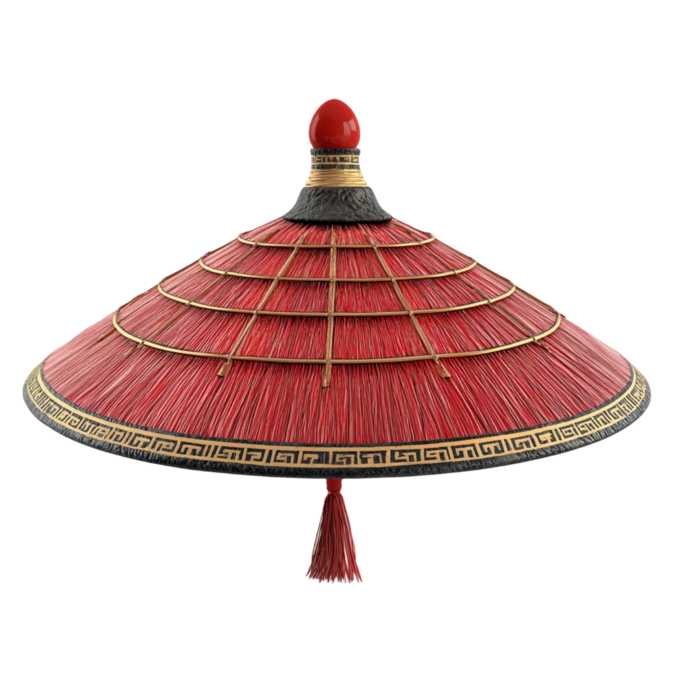 Stylish Red and Black Hat with a Trendy Tassel png