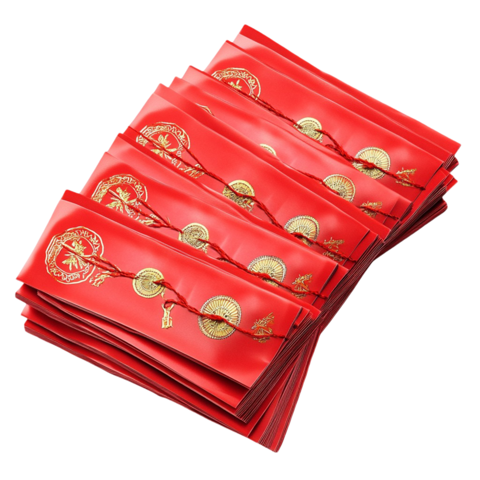 chinese new year red envelopes with gold dragon design png