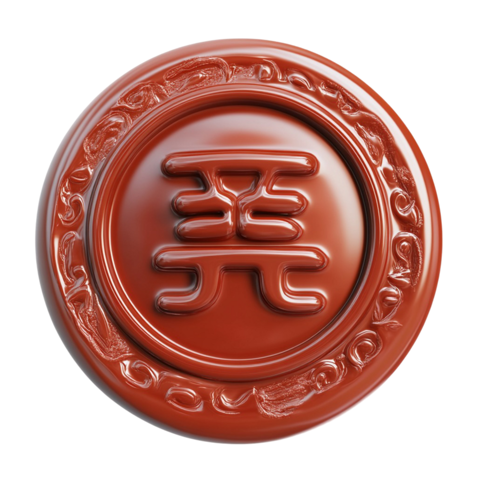 a red chinese seal with the symbol for love png