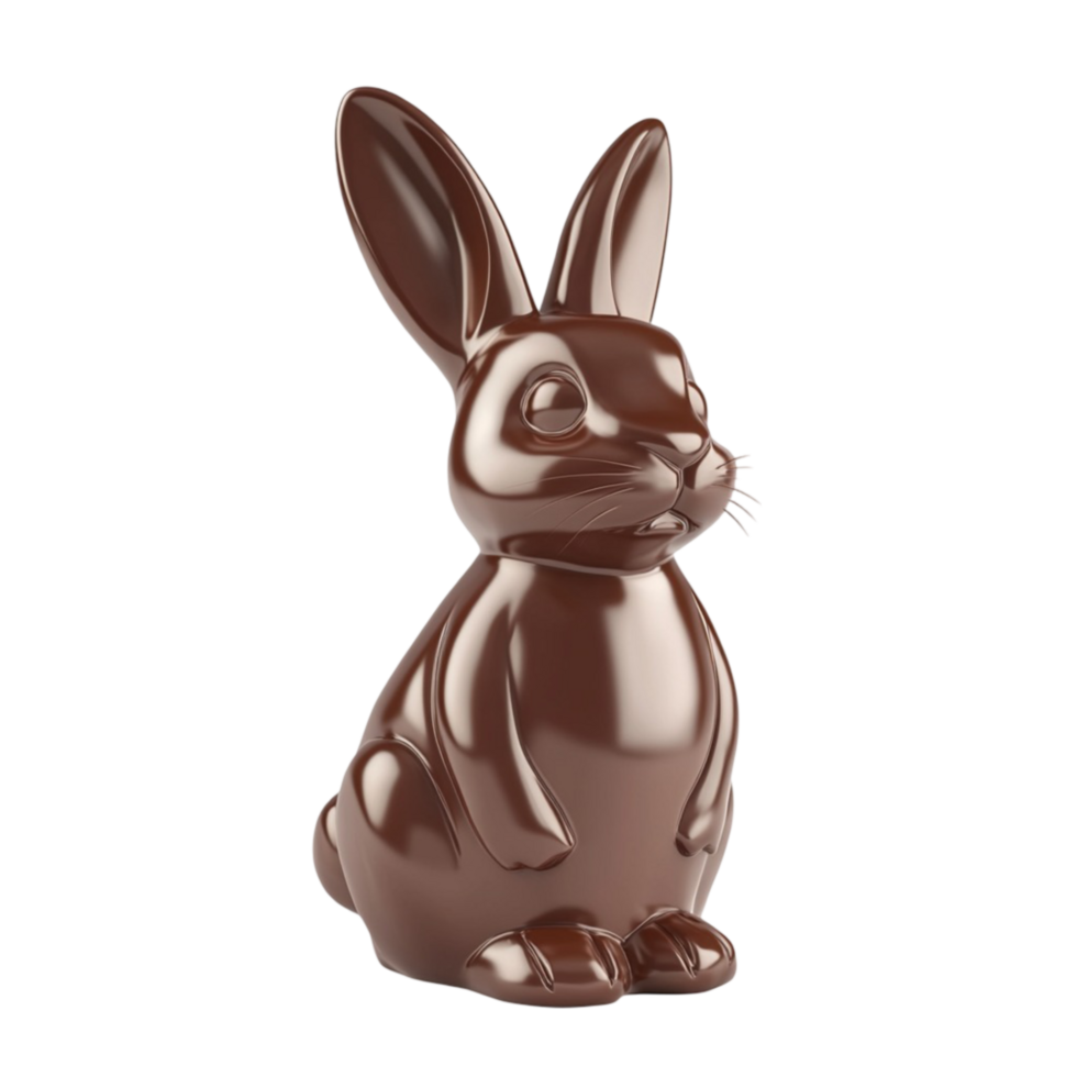Chocolate Easter Bunny with Colorful Bunting Flags and Confetti for a Fun Spring Celebration png