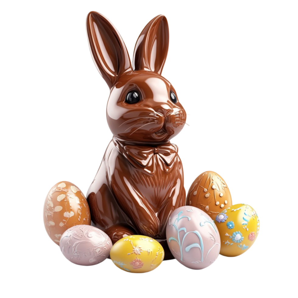Schokolade Ostern Hase mit Eier auf transparent Hintergrund 58278573 PNG