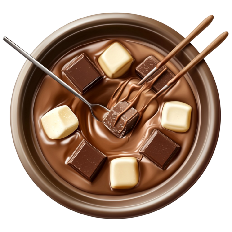 chocolate and marshmallows in a bowl with chopsticks png