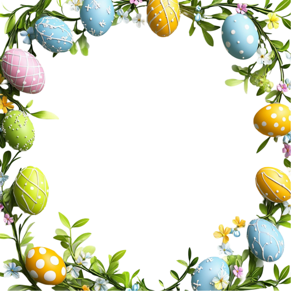 Beautiful Easter Eggs Arranged in a Wreath Frame png