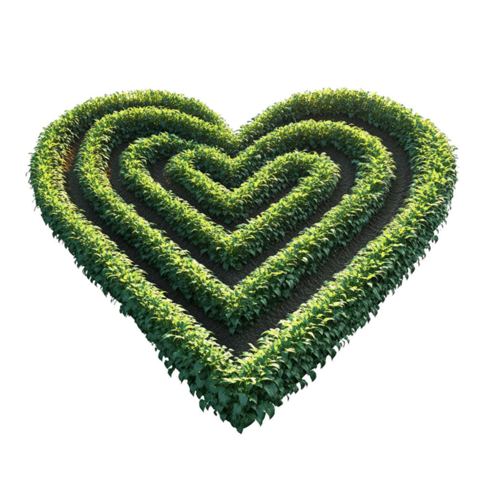 Beautiful Heart-Shaped Hedge Maze for a Romantic and Tranquil Garden Experience png
